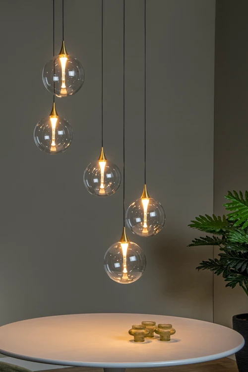 Lucide GISELA - Suspension - Ø 48 cm - LED Dim. - 5x3,8W 2700K - Transparent | Premium - ambiance 2